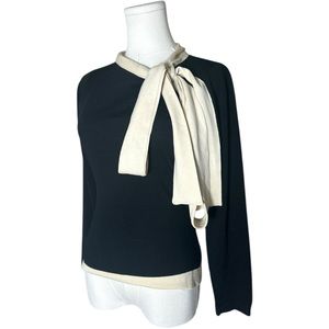 NWOT John Smedley Luxury Wool Top Sweater  – Black & Cream – Size Small - 240